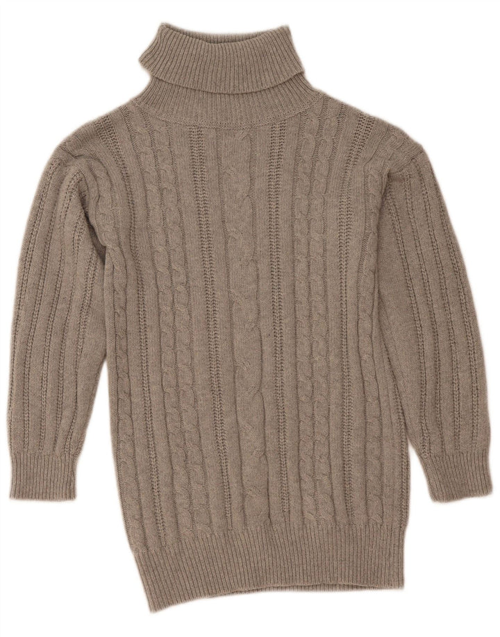 Vintage Womens Roll Neck Jumper Sweater UK 12 Medium Grey Polyester