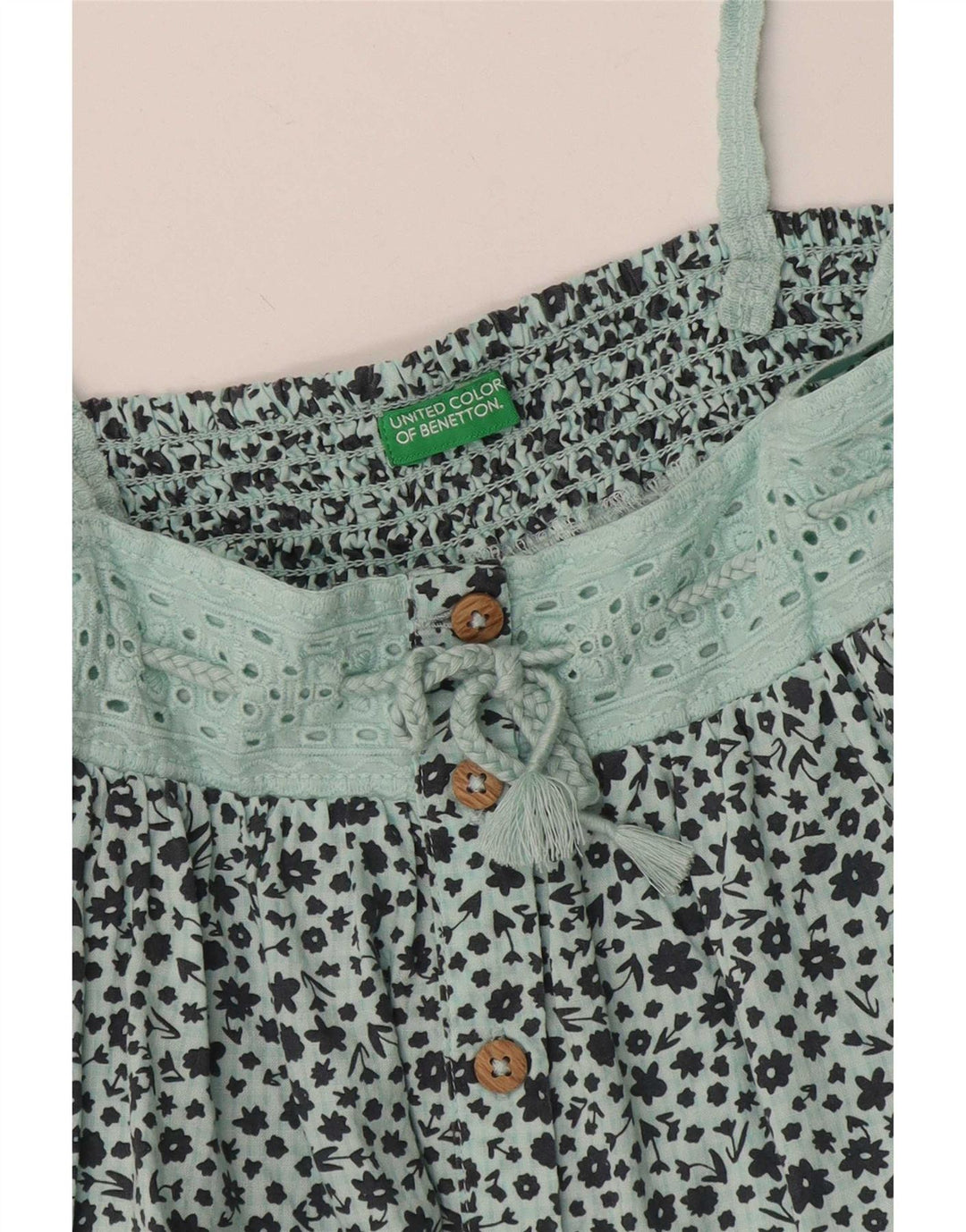 Benetton Girls Cami Top 2-3 Years Turquoise Floral