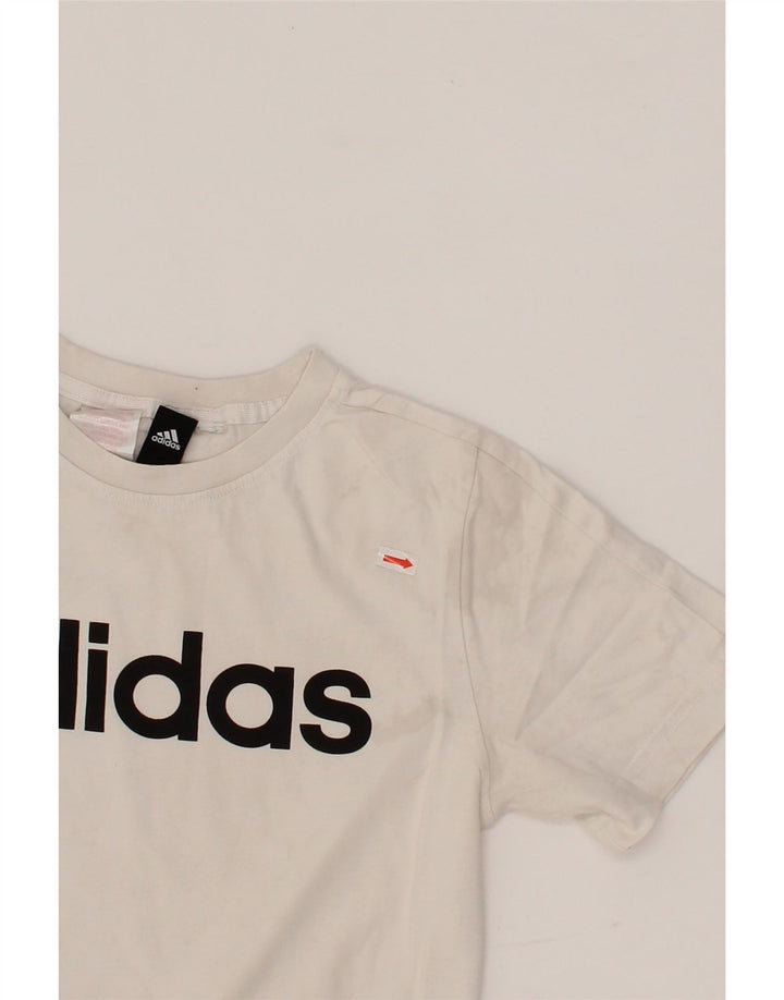 ADIDAS Womens Graphic T-Shirt Top UK 8 Small White Vintage Adidas and Second-Hand Adidas from Messina Hembry 