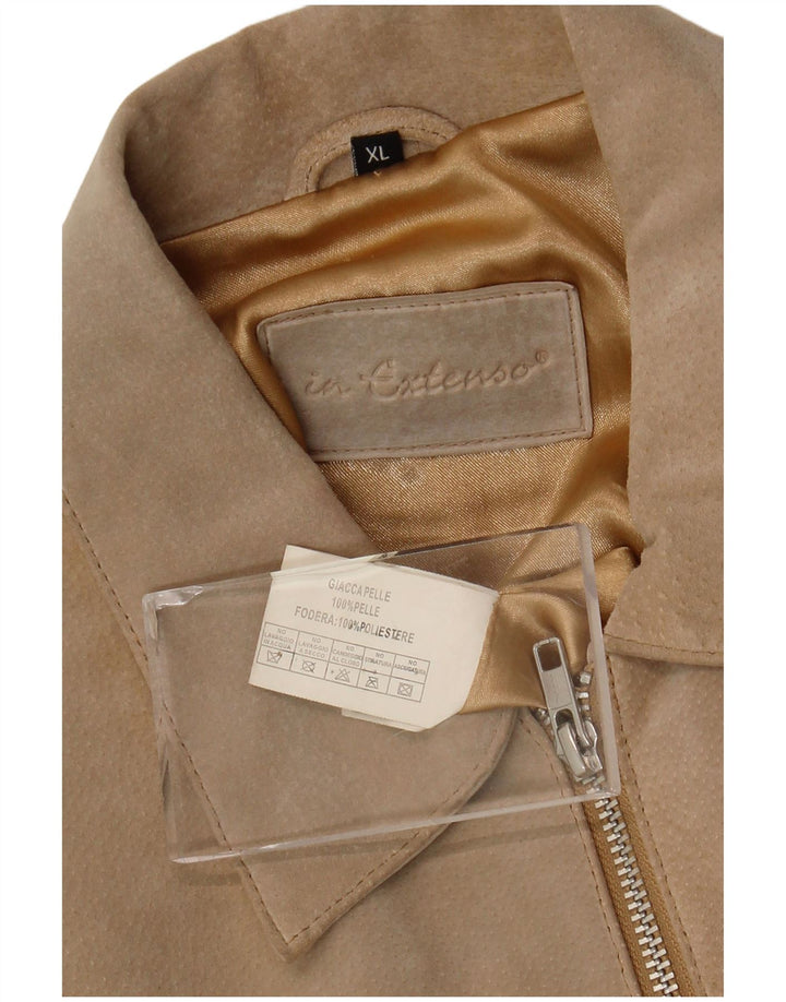 In Extenso Womens Crop Suede Jacket UK 18 XL Beige Leather