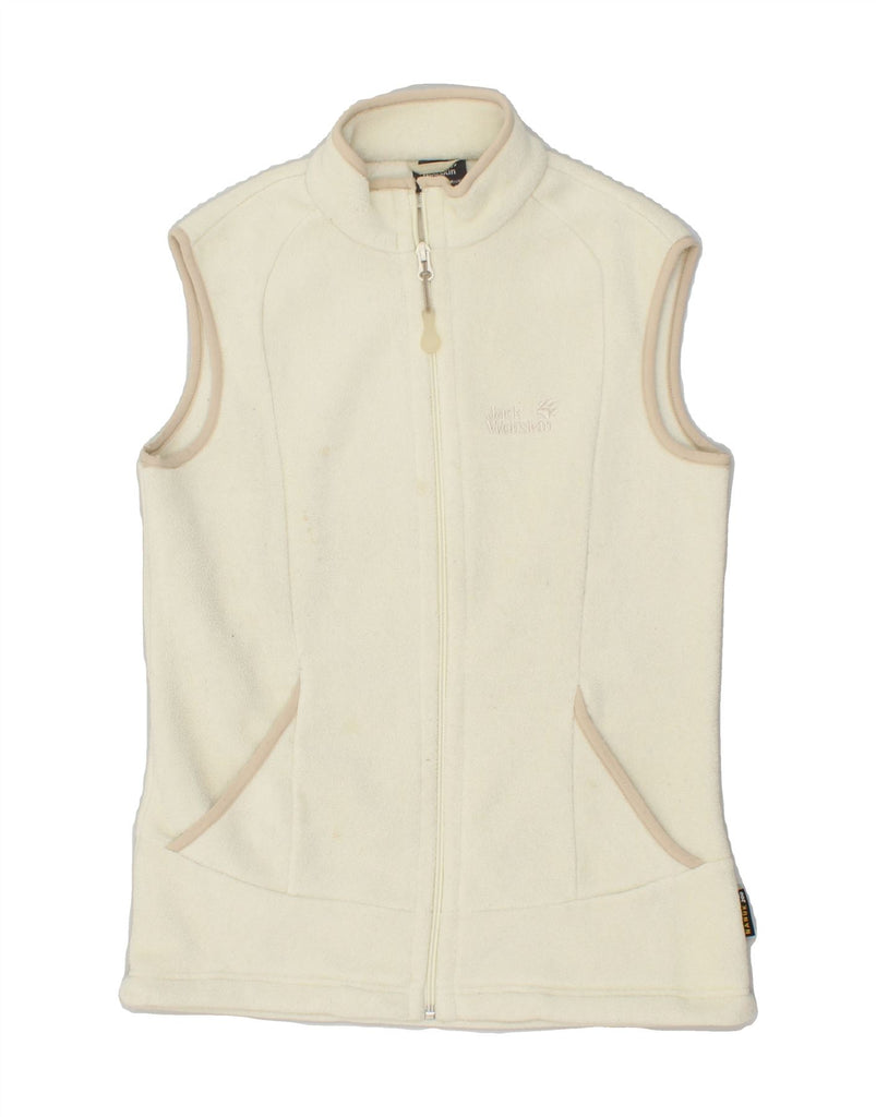 JACK WOLFSKIN Womens Fleece Gilet UK 10 Small Off White Polyester | Vintage Jack Wolfskin | Thrift | Second-Hand Jack Wolfskin | Used Clothing | Messina Hembry 