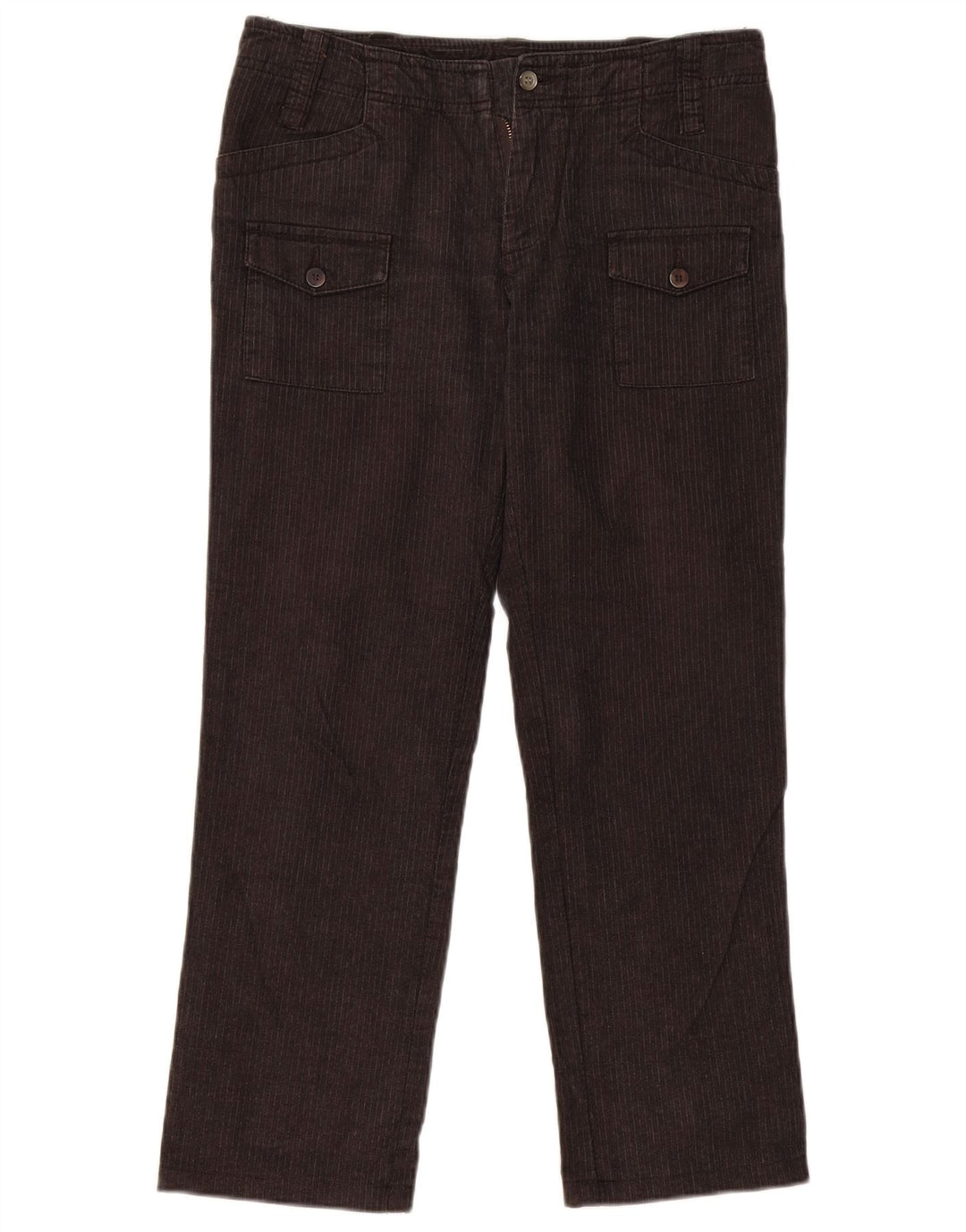 ELLESSE Womens Straight Cargo Trousers IT 44 Medium W32 L28 Grey Pinstripe