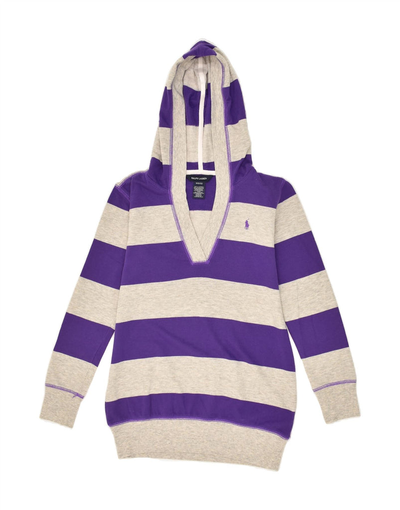 RALPH LAUREN Boys Hoodie Jumper 8-9 Years Medium  Purple Striped Cotton | Vintage Ralph Lauren | Thrift | Second-Hand Ralph Lauren | Used Clothing | Messina Hembry 