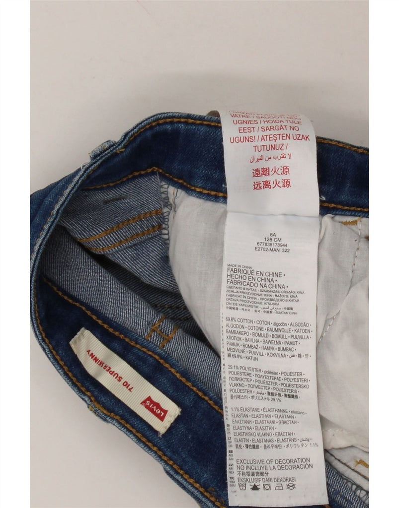 LEVI'S Girls 710 Super Skinny Jeans 7-8 Years W24 L24 Blue Cotton Vintage Levi's and Second-Hand Levi's from Messina Hembry 