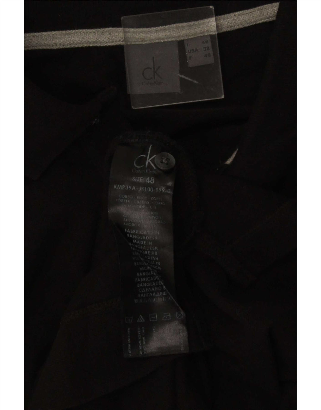 Calvin Klein Mens Polo Shirt IT 48 Medium Black Cotton