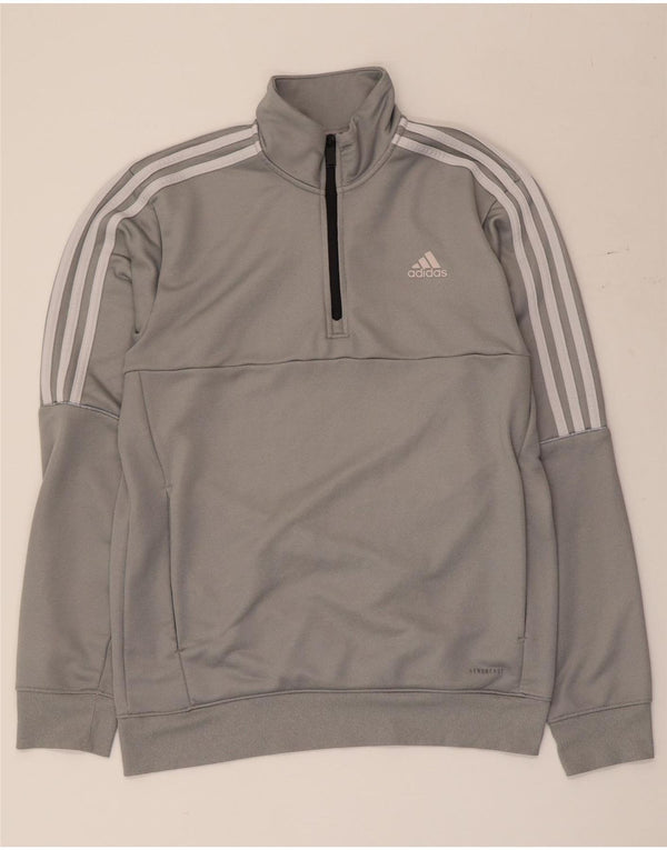 Adidas Mens Zip Neck Sweatshirt Jumper Small Grey Polyester