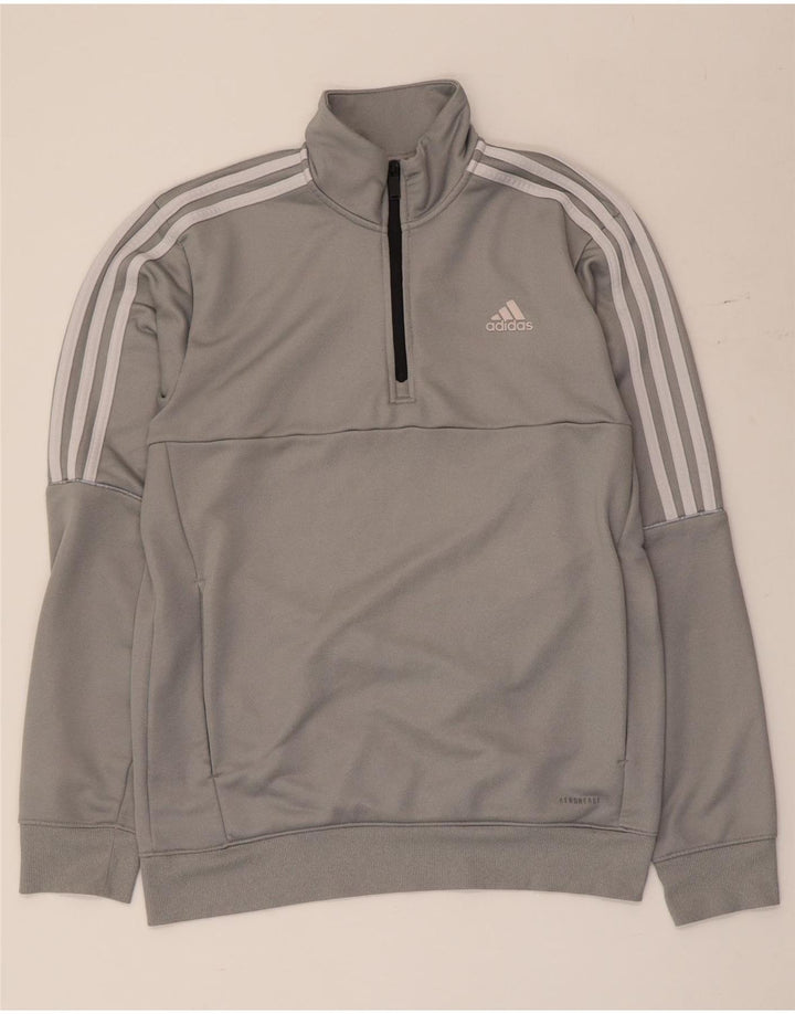 Adidas Mens Zip Neck Sweatshirt Jumper Small Grey Polyester