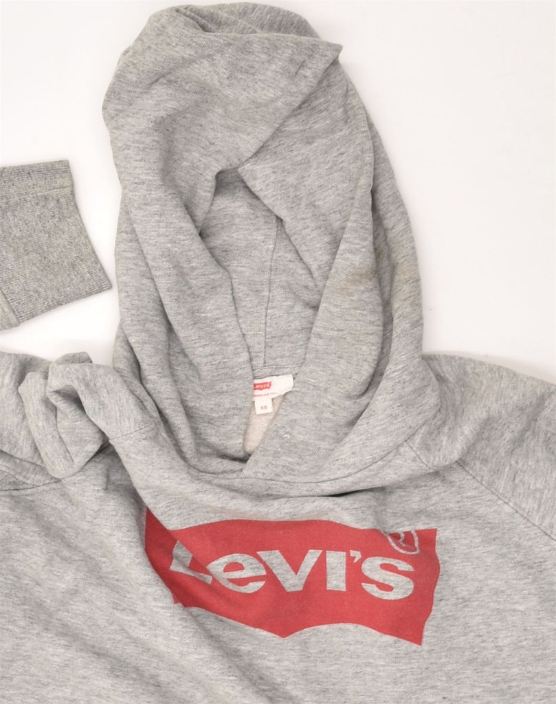 LEVI'S Womens Oversized Graphic Hoodie Jumper UK 6 XS  Grey Cotton | Vintage Levi's | Thrift | Second-Hand Levi's | Used Clothing | Messina Hembry 