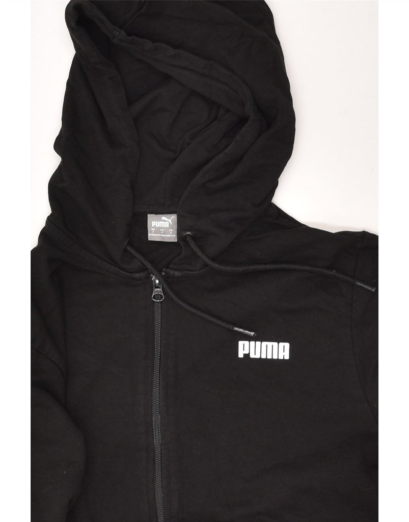 PUMA Womens Zip Hoodie Sweater UK 10 Small Black Cotton | Vintage Puma | Thrift | Second-Hand Puma | Used Clothing | Messina Hembry 