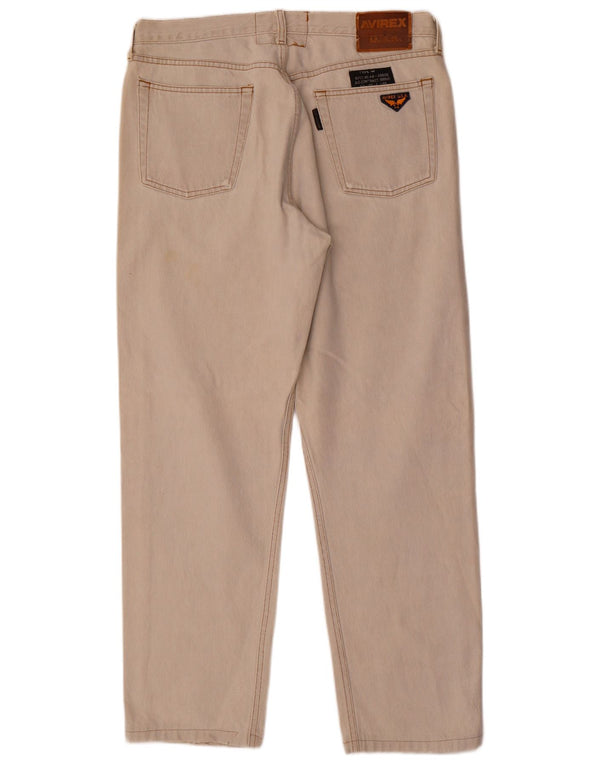 Avirex Mens Straight Jeans W36 L30 Beige Cotton