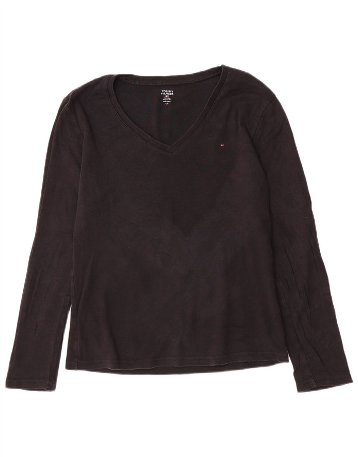 Tommy Hilfiger Womens Top Long Sleeve UK 14 Large Black Cotton