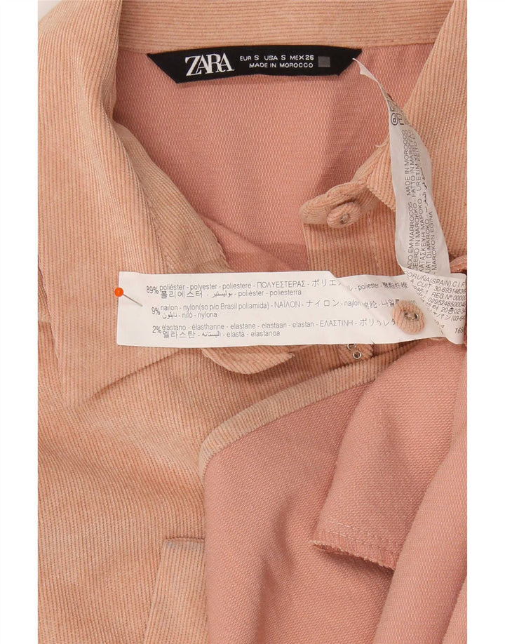 Zara Womens Oversized Velour Shirt UK 10 Small Pink Polyester