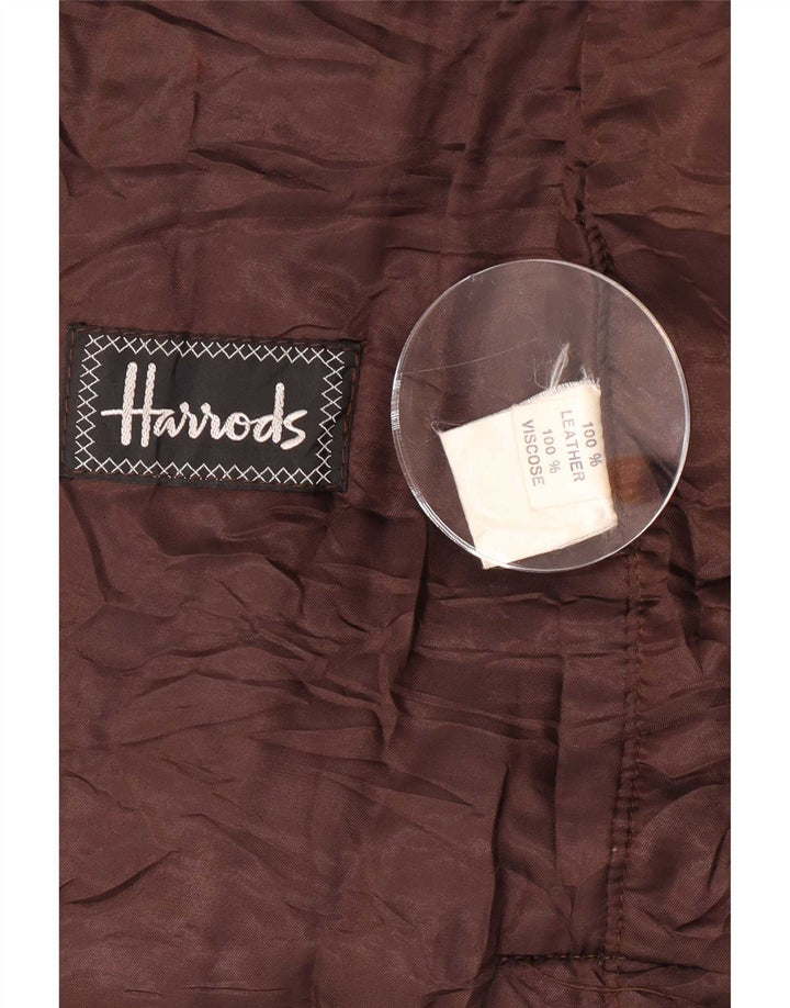 Harrods Womens Leather Coat EU 40 Medium Brown