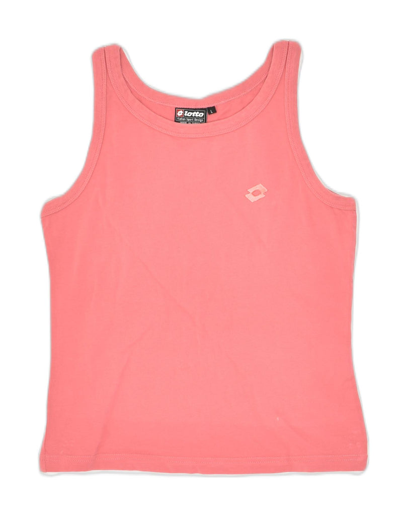 LOTTO Womens Vest Top UK 14 Large Pink Cotton | Vintage Lotto | Thrift | Second-Hand Lotto | Used Clothing | Messina Hembry 