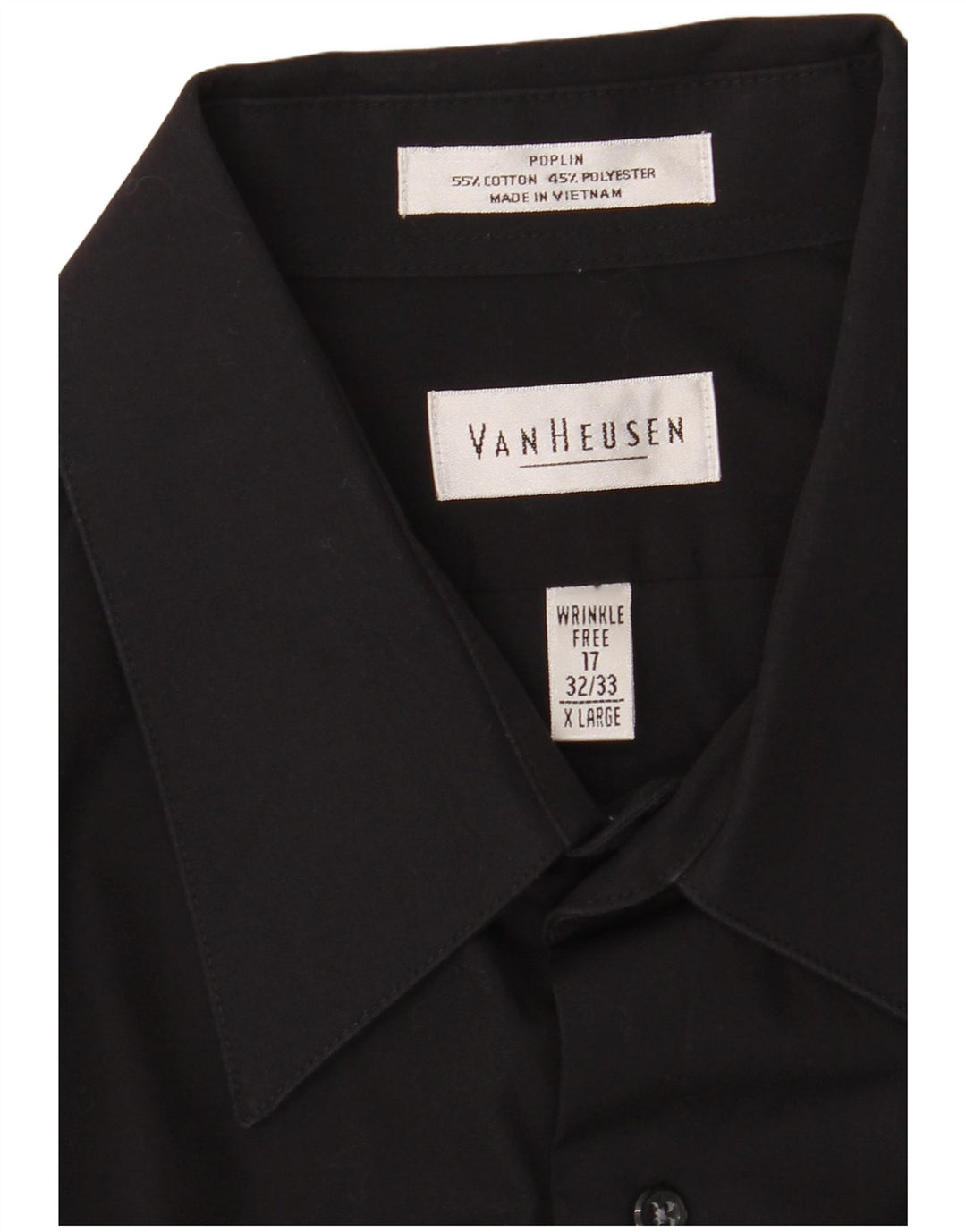 Van Heusen Mens Shirt Size 17 XL Black Cotton