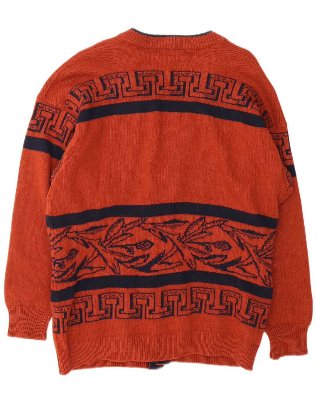 ICEBERG Mens Graphic Cardigan Sweater Medium Brown Geometric Virgin Wool