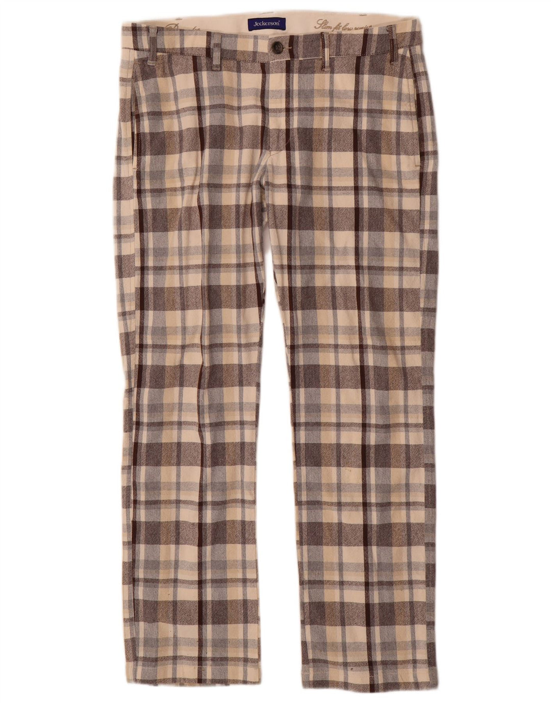 Jeckerson Mens Straight Chino Trousers W34 L30 Grey Check