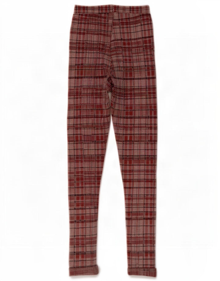 Topshop Womens Graphic Leggings UK 8 Small Red Check Polyester