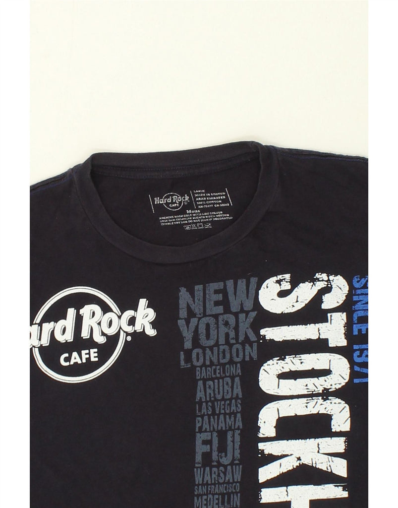 HARD ROCK CAFE Womens Stockholm Graphic T-Shirt Top UK 16 Large Black Vintage Hard Rock Cafe and Second-Hand Hard Rock Cafe from Messina Hembry 