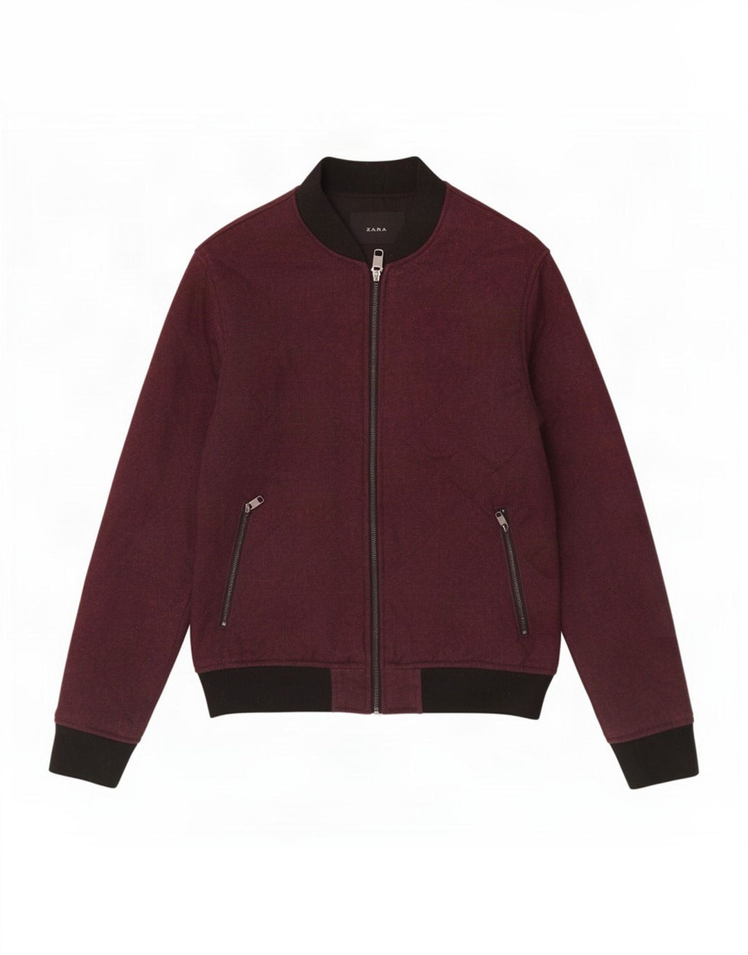Zara Mens Bomber Jacket UK 36 Small Burgundy Colourblock Polyester
