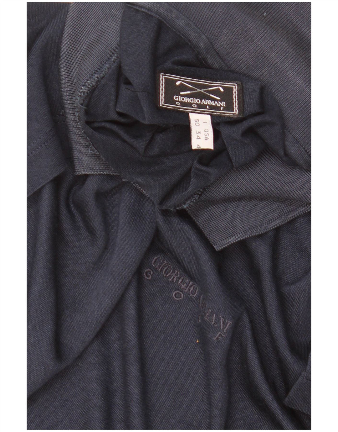GIORGIO ARMANI Mens Polo Shirt IT 50 Medium Navy Blue Silk