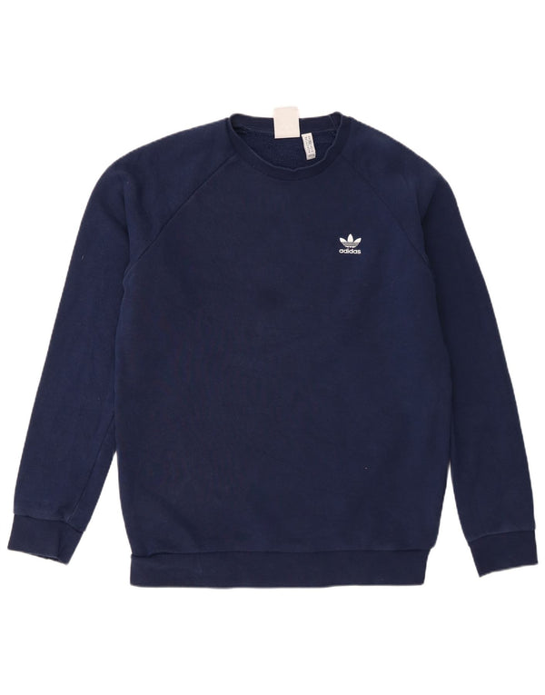 Adidas Mens Sweatshirt Jumper Medium Navy Blue Cotton