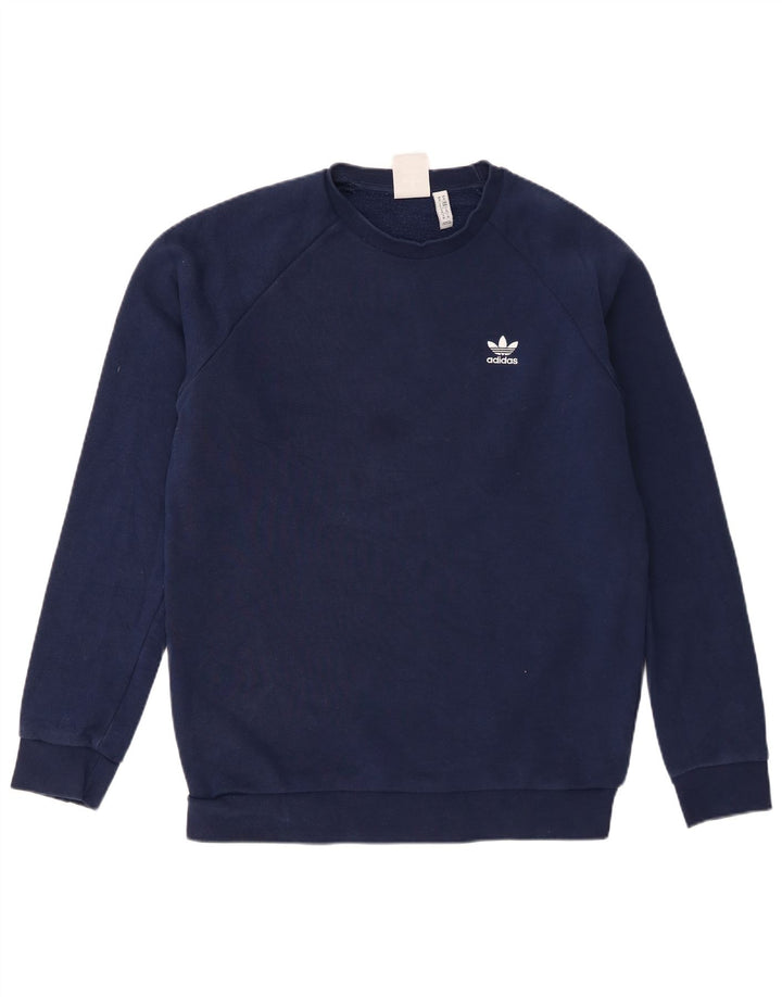 Adidas Mens Sweatshirt Jumper Medium Navy Blue Cotton