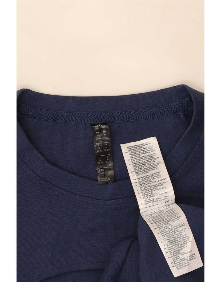 Adidas Womens Sweatshirt Jumper UK 12/14 Medium Navy Blue Cotton