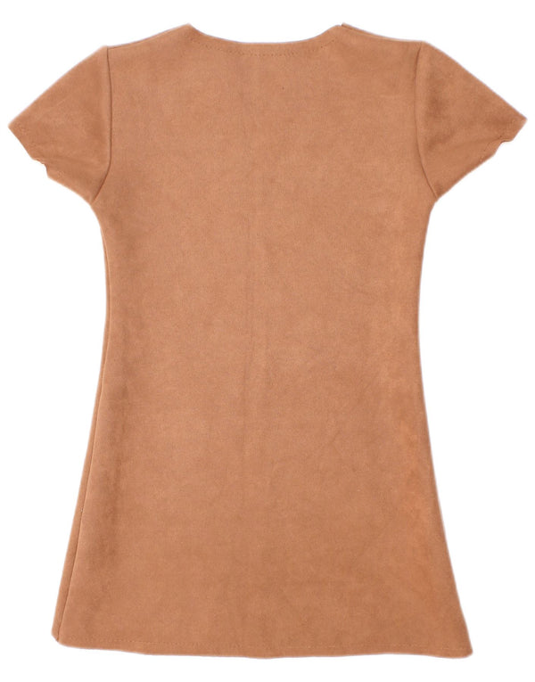 Vintage Girls Shift Dress 3-4 Years Brown Polyester