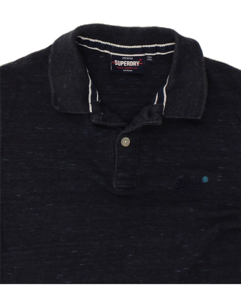 SUPERDRY Mens Polo Shirt Medium Navy Blue Pinstripe Cotton | Vintage Superdry | Thrift | Second-Hand Superdry | Used Clothing | Messina Hembry 