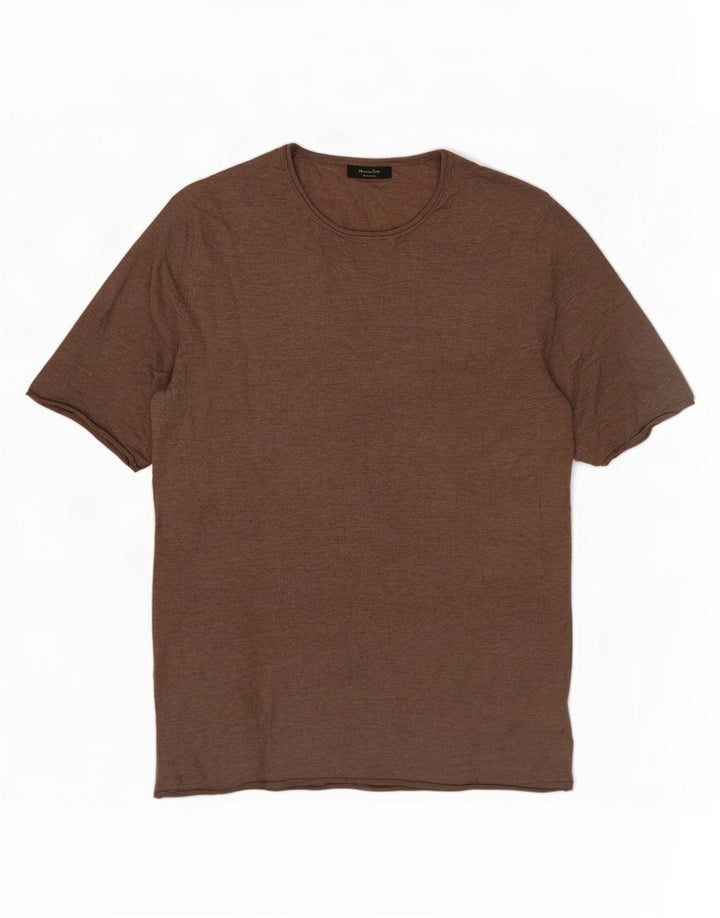 Massimo Dutti Womens Crew Neck Jumper Sweater UK 10 Small Brown