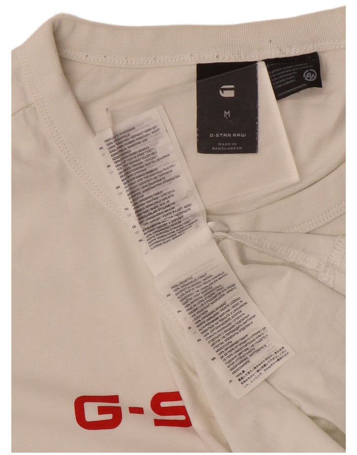 G-Star Mens Graphic T-Shirt Top Medium White Cotton