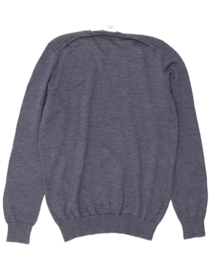 LACOSTE Mens Crew Neck Jumper Sweater Size 4 Medium Blue Wool