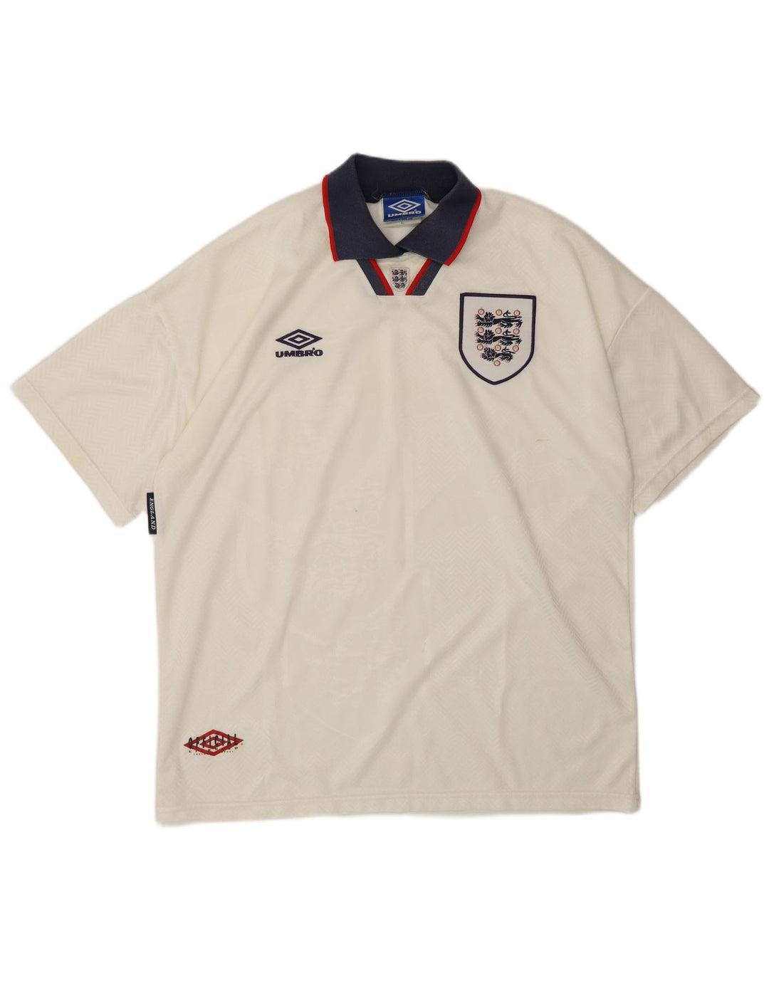 UMBRO Mens England 1993-1994 Home Graphic Polo Shirt XL White Polyester