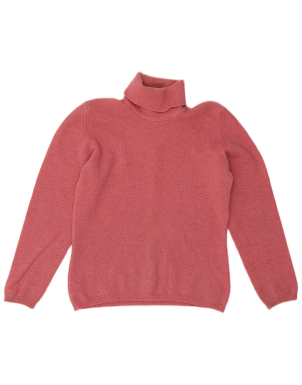 Lyle & Scott Womens Roll Neck Jumper Sweater UK 14 Medium Pink