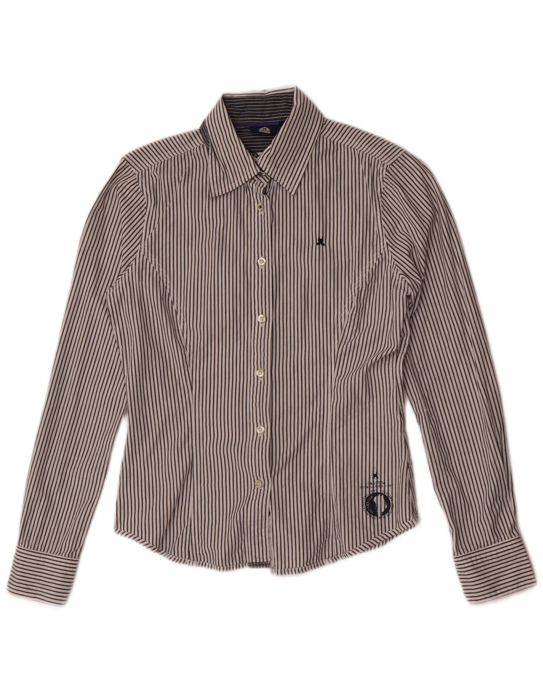 Gaastra Womens Shirt UK 10 Small Grey Pinstripe Cotton
