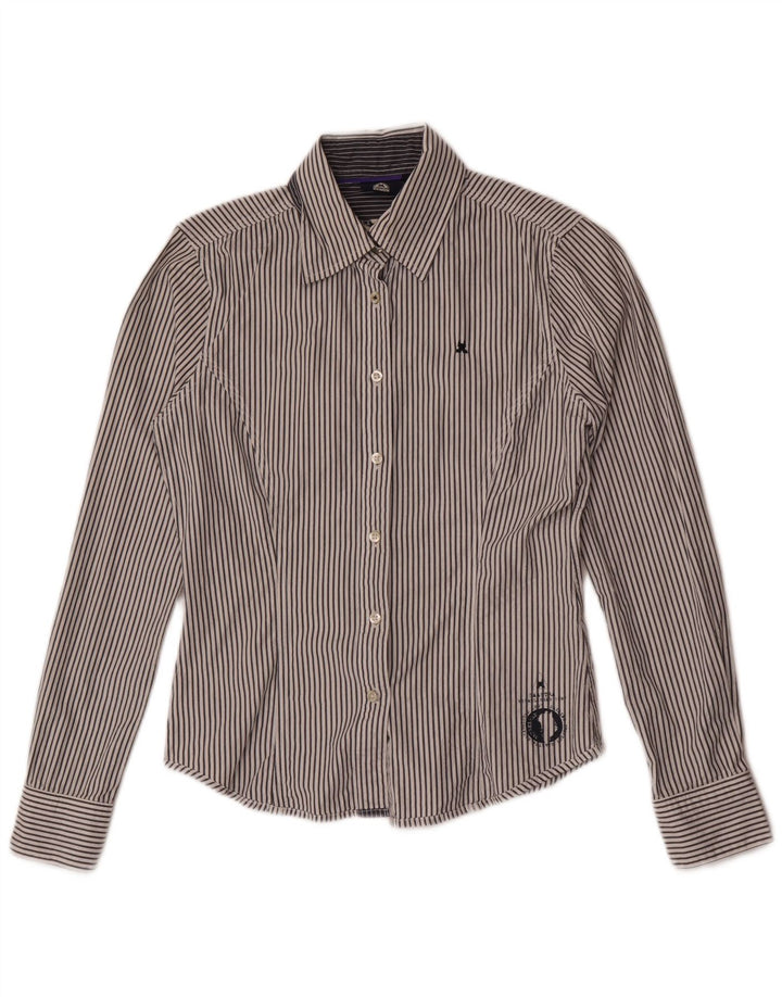 Gaastra Womens Shirt UK 10 Small Grey Pinstripe Cotton