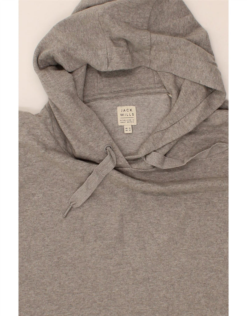 JACK WILLS Womens Oversized 3/4 Sleeve Hoodie Jumper UK 16 Large Grey Vintage Jack Wills and Second-Hand Jack Wills from Messina Hembry 