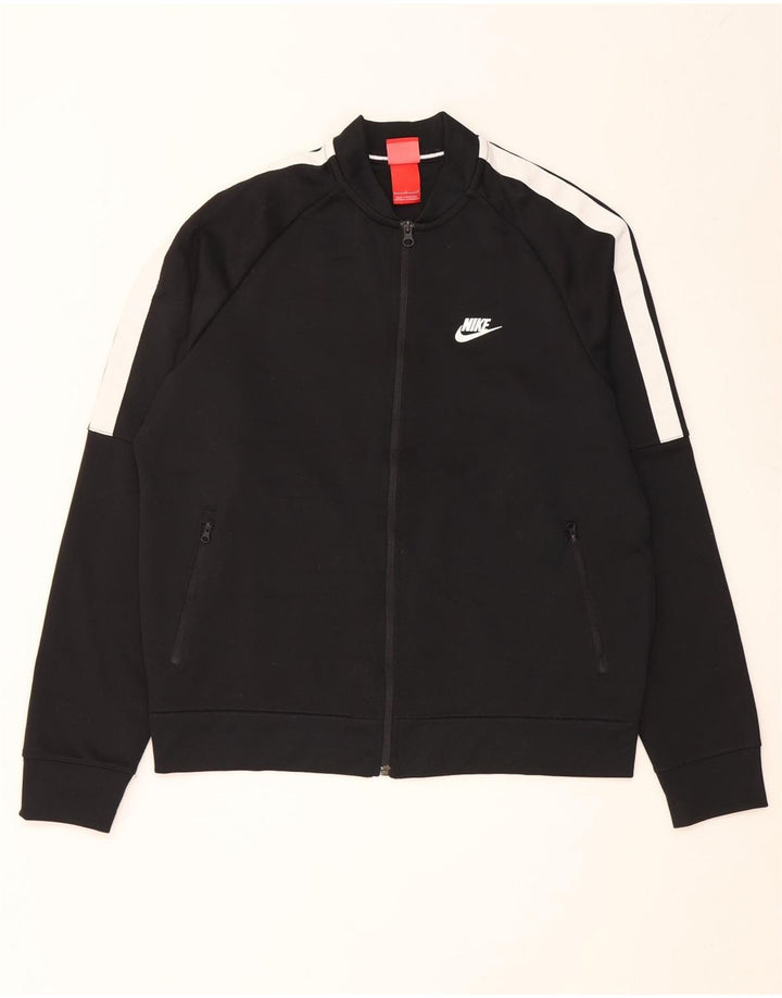 Nike Mens Tracksuit Top Jacket Large Black Colourblock Polyester