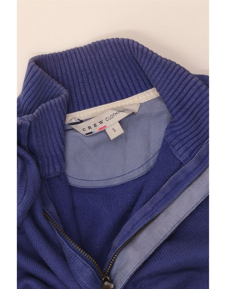 CREW CLOTHING Mens Zip Neck Jumper Sweater Small Blue Cotton