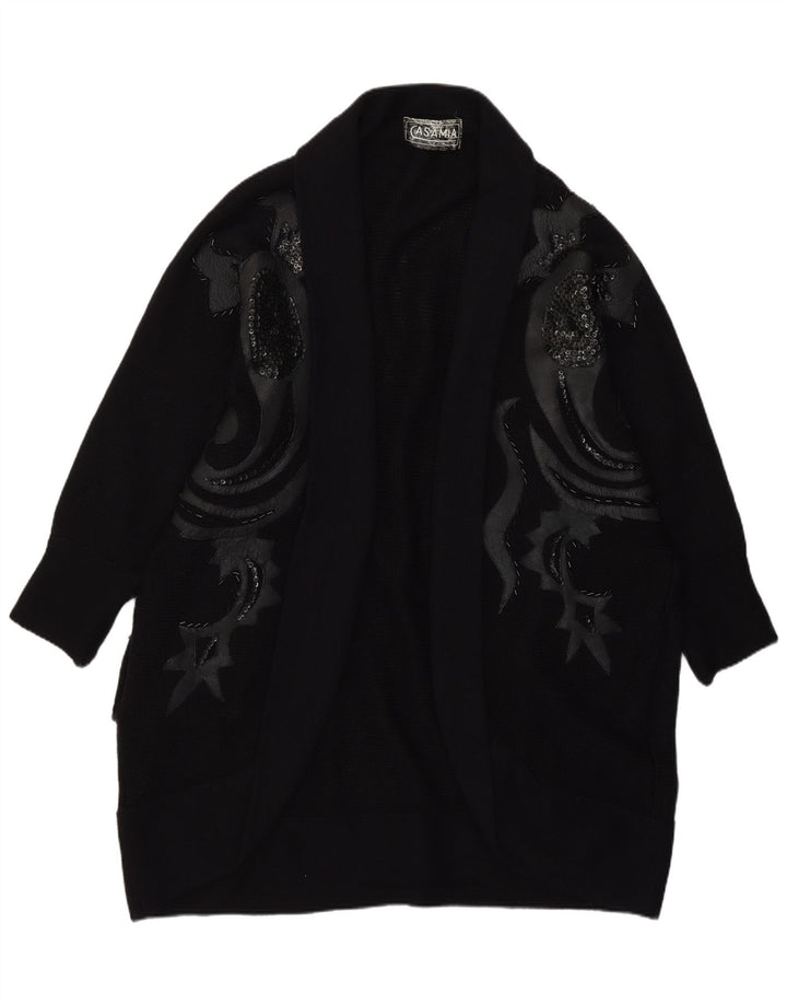 Casamia Womens Longline Open Cardigan Sweater One Size Black Paisley