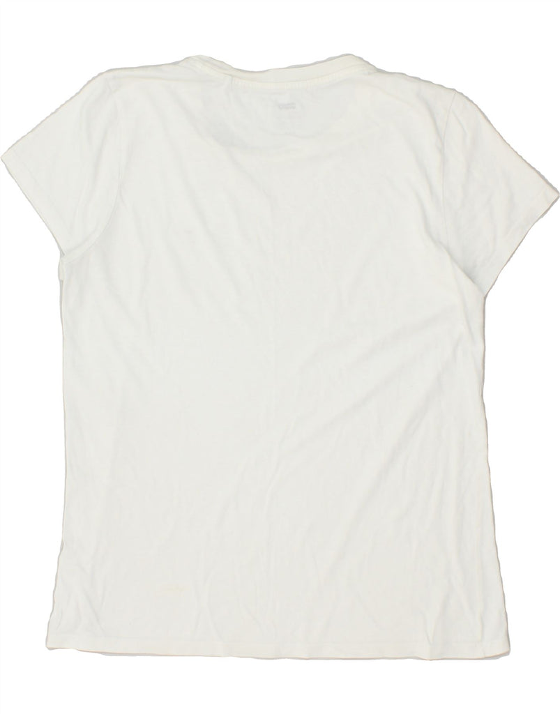 LEVI'S Womens Perfect Crew T-Shirt Top UK 14 Medium White Vintage Levi's and Second-Hand Levi's from Messina Hembry 