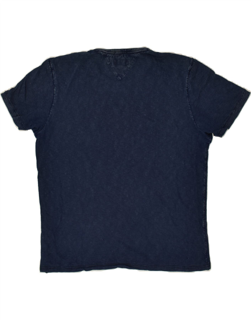 TOMMY HILFIGER Mens Graphic T-Shirt Top XL Navy Blue Colourblock | Vintage Tommy Hilfiger | Thrift | Second-Hand Tommy Hilfiger | Used Clothing | Messina Hembry 