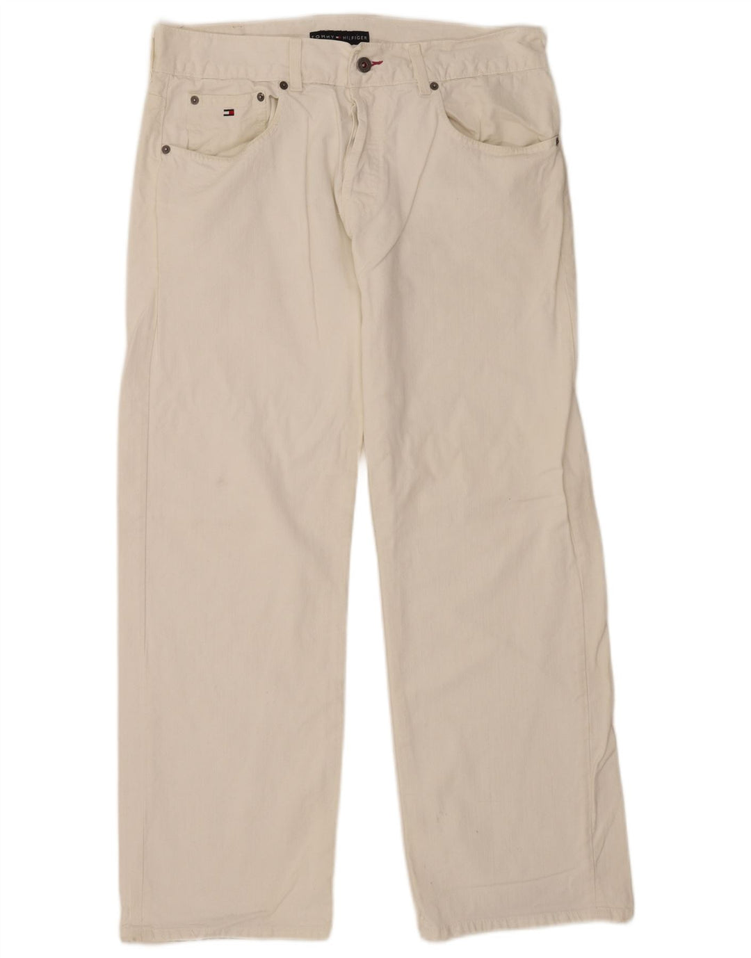 Tommy Hilfiger Mens Straight Jeans W36 L30 White Cotton