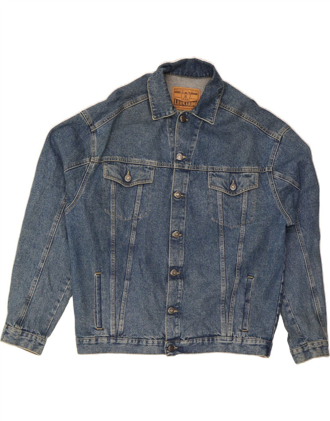 VINTAGE Mens Denim Jacket UK 40 Large Blue Cotton