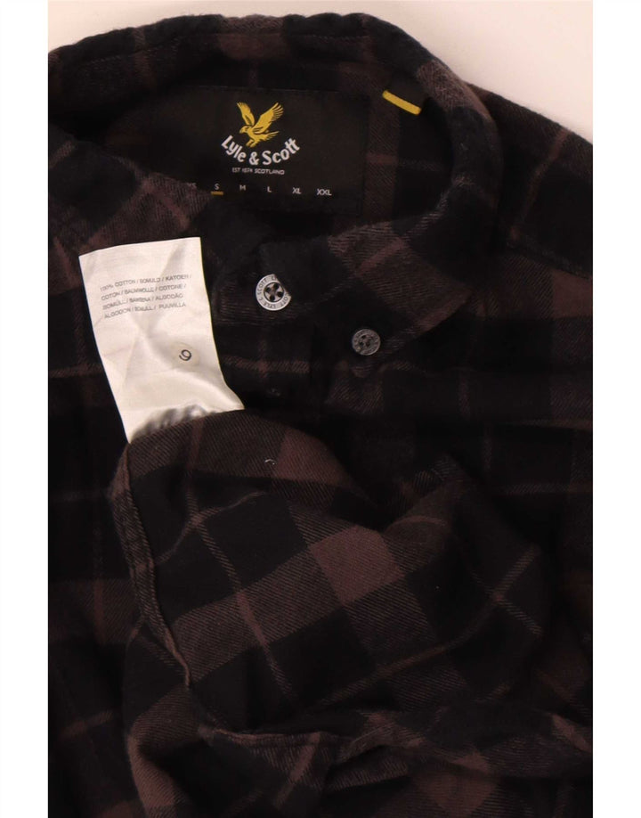 Lyle & Scott Mens Flannel Shirt Small Brown Check Cotton