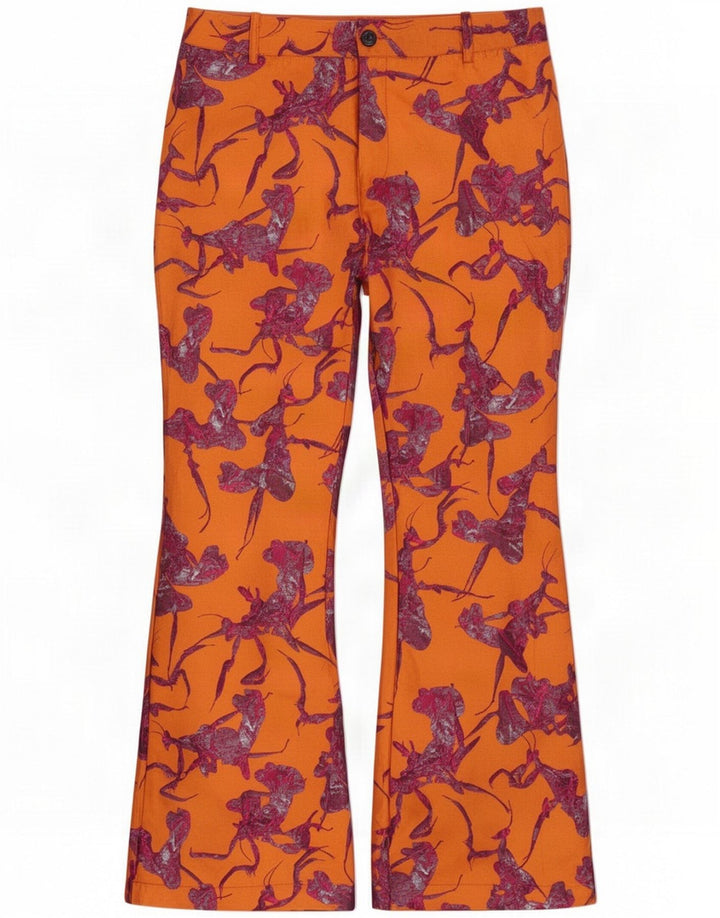 Desigual Womens Abstract Pattern Flare Trousers Medium W30 L30 Orange