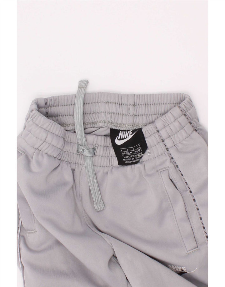 Nike Boys Graphic Tracksuit Trousers Joggers 4-5 Years Small Grey Polyester