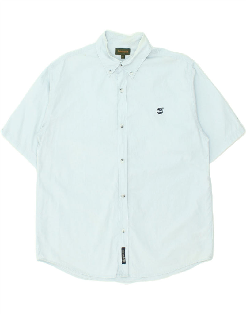 TIMBERLAND Boys Short Sleeve Shirt 13-14 Years Blue Cotton Vintage Timberland and Second-Hand Timberland from Messina Hembry 