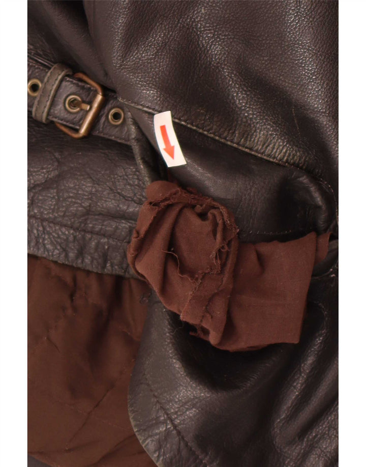 Bomb Boogie Mens Leather Jacket UK 36 Small Brown